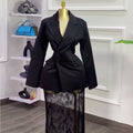 Fashion cross-border women's clothing  spring new arrivalelegant waist buttoned suit outwearlace skirt suit