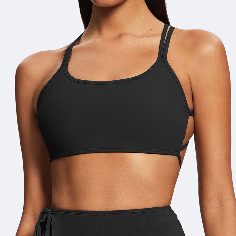 New arrival beautiful back sports intimates running training bra yoga bra pilates outwear spaghetti strap yoga clothes for women