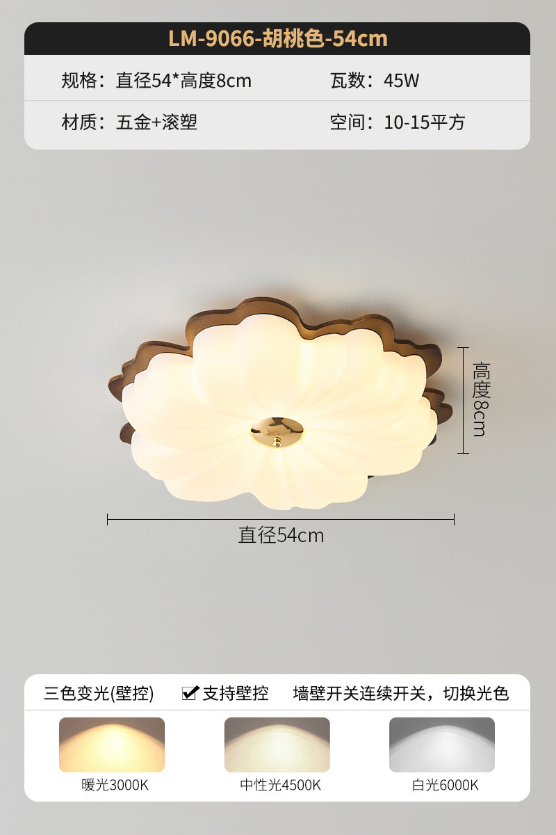 Walnut bedroom ceiling light medium antique solid wood petals full spectrum eye protection super bright book room children's room light