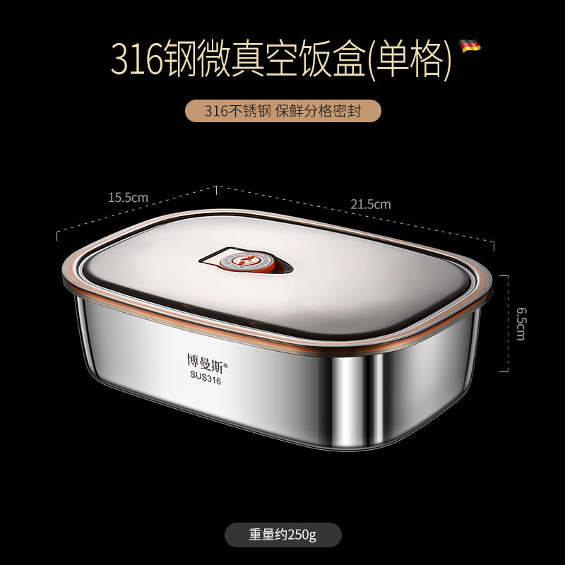 316 stainless steel micro-vacuum crisper lunch box large-capacity office worker bento box student portable lunch box set