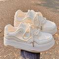 Premium soft-soled white sneakers for women - new autumn 2026 collection: versatile casual athletic shoes with breathable mesh and hidden wedge heel