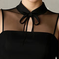 fashion  spring new arrivals: elegant women's bubble sleeve tie-neck blouse
