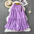 White midi skirt for women, summer  collection: petite-friendly, high-waisted, slimming, flowy, tiered cake skirt
