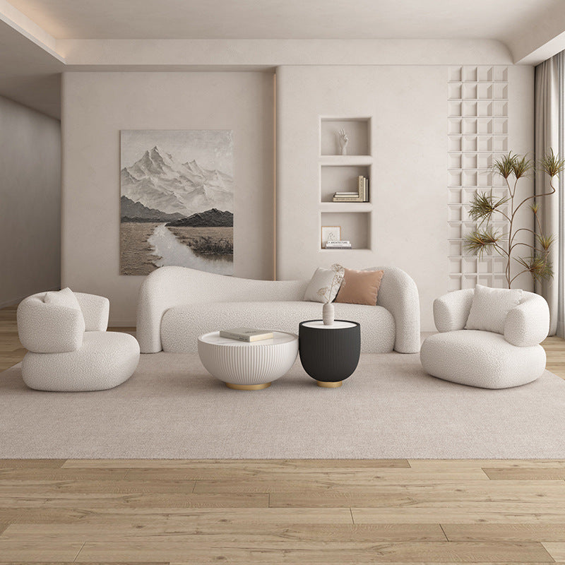 Cream nordic sofa, irregular shape, suitable for small living rooms, modern minimalist style, ideal for beauty salons and rest areas, perfect for compact spaces