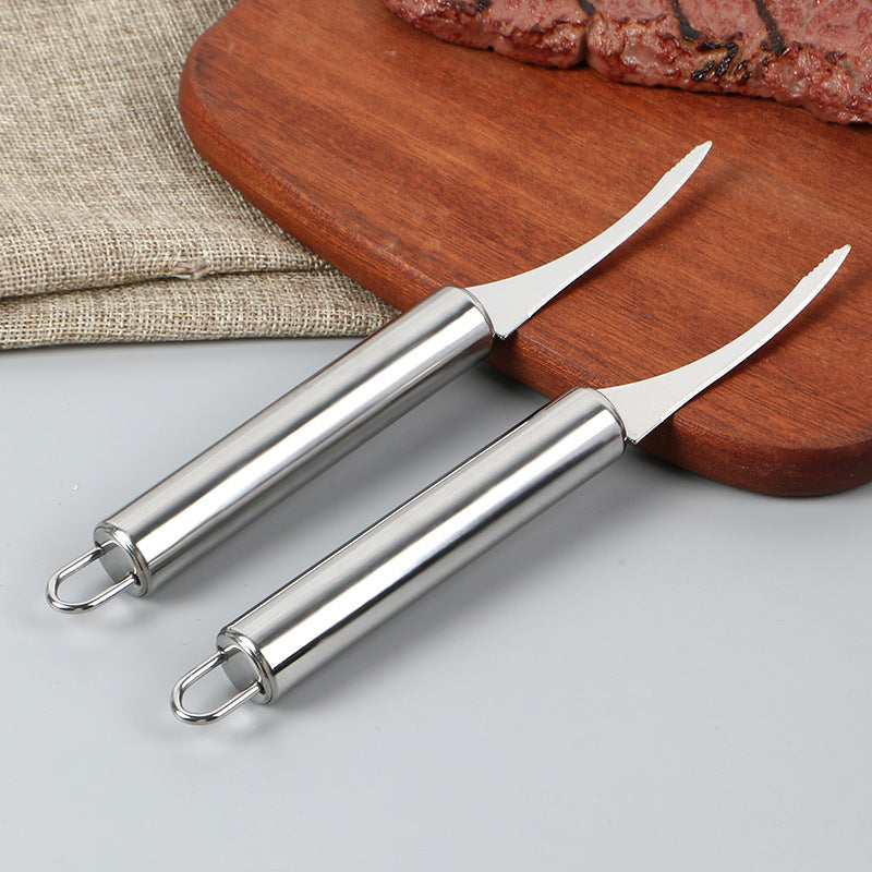 Stainless steel shrimp deveiner - portable kitchen tool for peeling, back opening, and vein removal