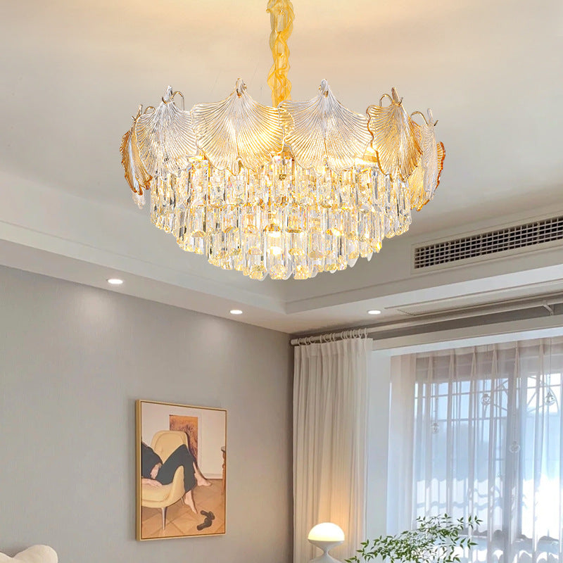 French crystal chandelier cream wind lighting glass medieval lamps light luxury 2023 new living room master bedroom lamp