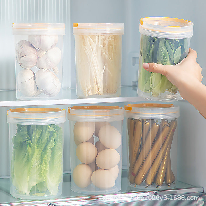 Kitchen Refrigerator Grains Plastic Sealed Jar Transparent Multifunctional Desktop Sundries Round Storage Box with Lid