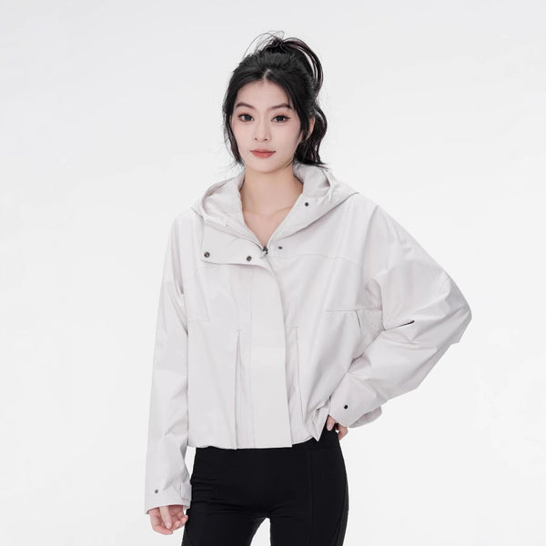 Lulu same white brand high quality spot wholesale small raincoat yoga jacket Lulu women's hooded trench coat jacket