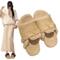 2025 fall/winter new collection: chunky platform fuzzy slippers - korean style, versatile outdoor/indoor wear, warm and cozy plush house slippers