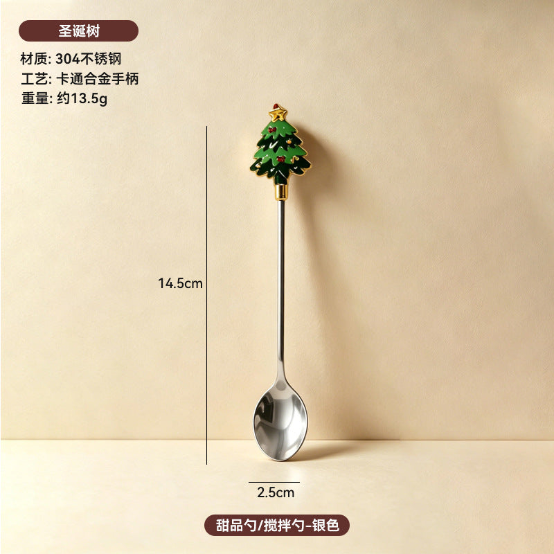 304 stainless steel luxury style creative christmas tableware coffee spoon afternoon tea dessert spoon fruit fork wholesale