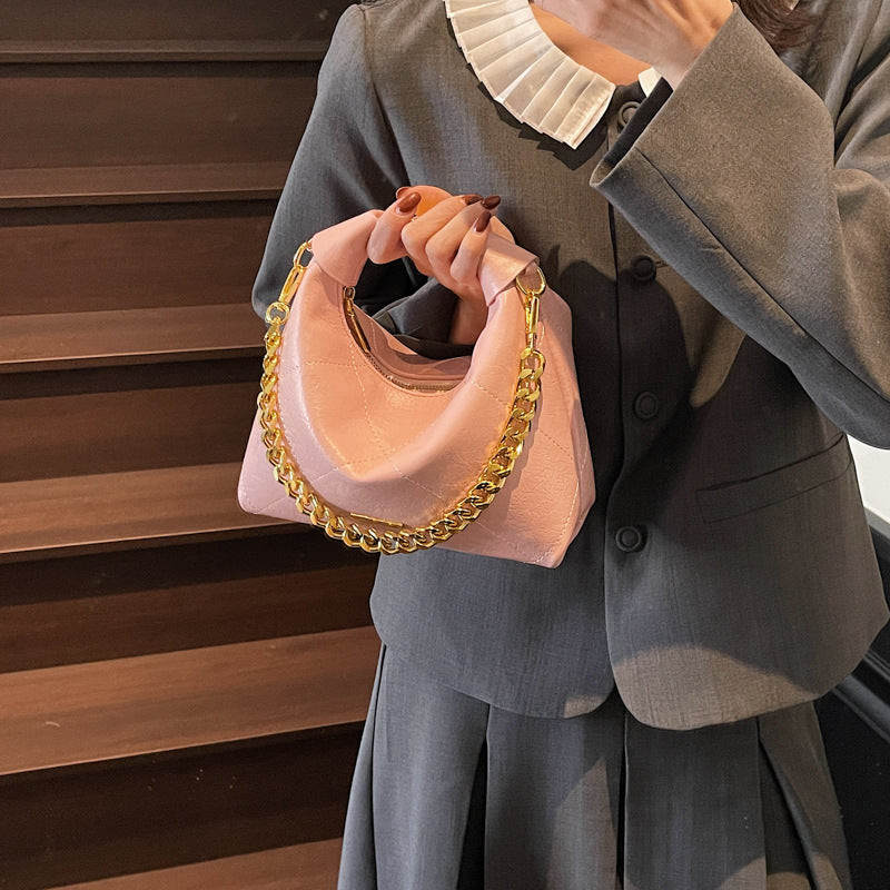 Cross-border delivery 2025 spring and summer new light luxury fashion chain handbag diamond underarm bag women's shoulder messenger bag