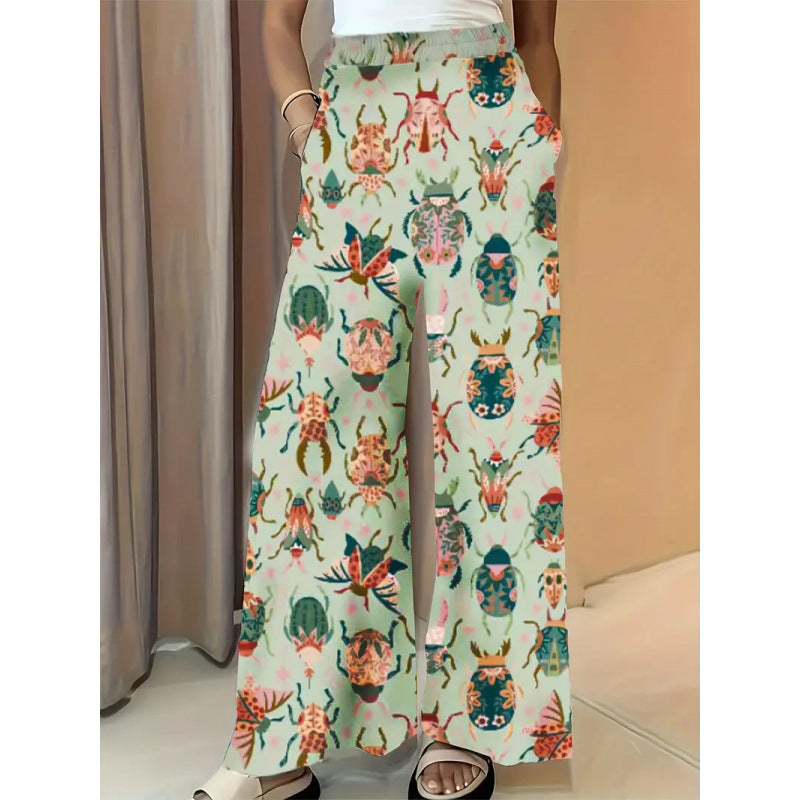 Shipped to europe and the us: -style, flowy, slimming wide-leg pants with a casual floral print, perfect for independent cross-border e-commerce stores