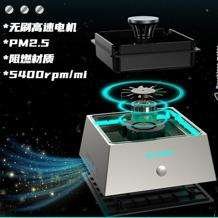 Usb powered smart ashtray with ambient lighting, negative ion air purifier, passive smoke remover, and silent air purifier for home use