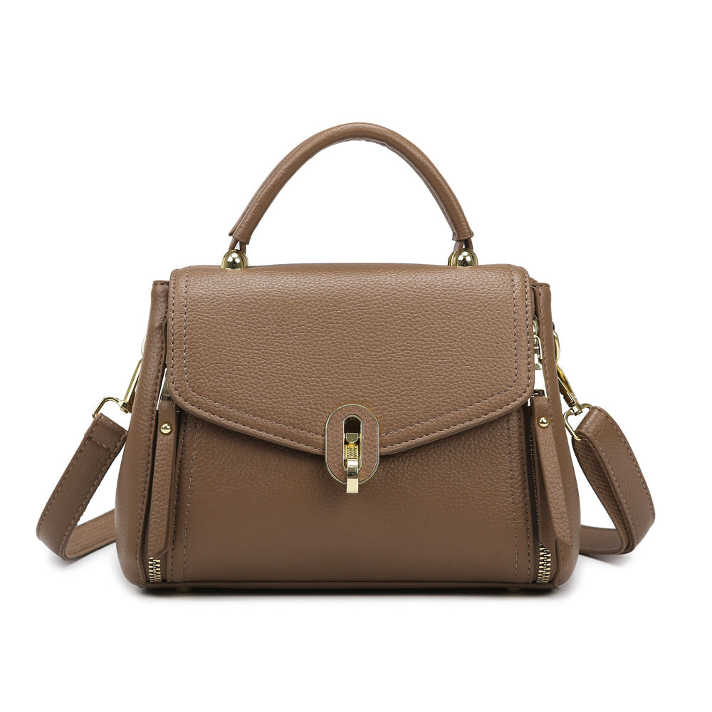 Cross-border textured messenger bag, mobile phone small square bag, fashionable women's bag, fashionable solid color commuter cosmetics, portable shoulder bag.