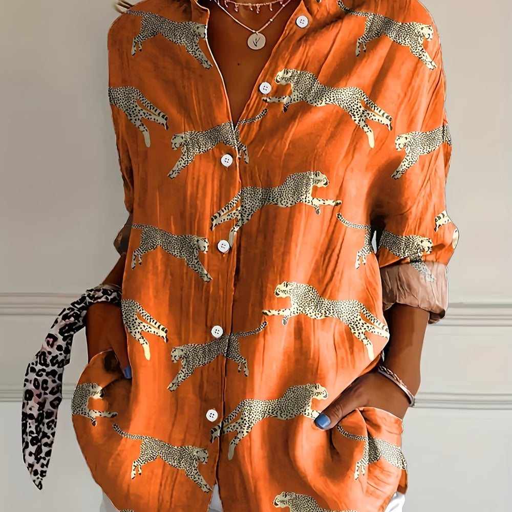 wholesale women's long-sleeved shirts, trendy all-season shirts with popular cross-border print designs, dropshipping available