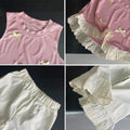summer new girls' sleeveless tank top set - bowknot lace princess style two-piece outfit - korean style sweet