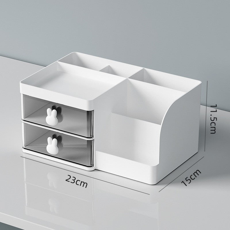 Cream style pen holder storage box office with drawer dormitory table desk drawer cute stationery desktop storage rack