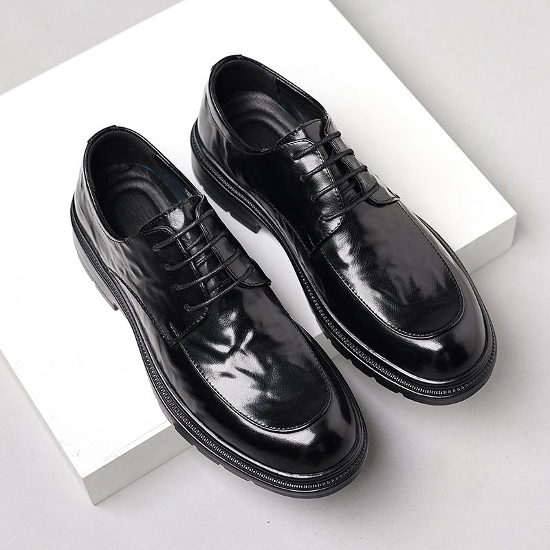 Genuine leather hand-crafted texture dress shoes for men - formal, casual, business, commute, office, soft sole, wedding, groom shoes
