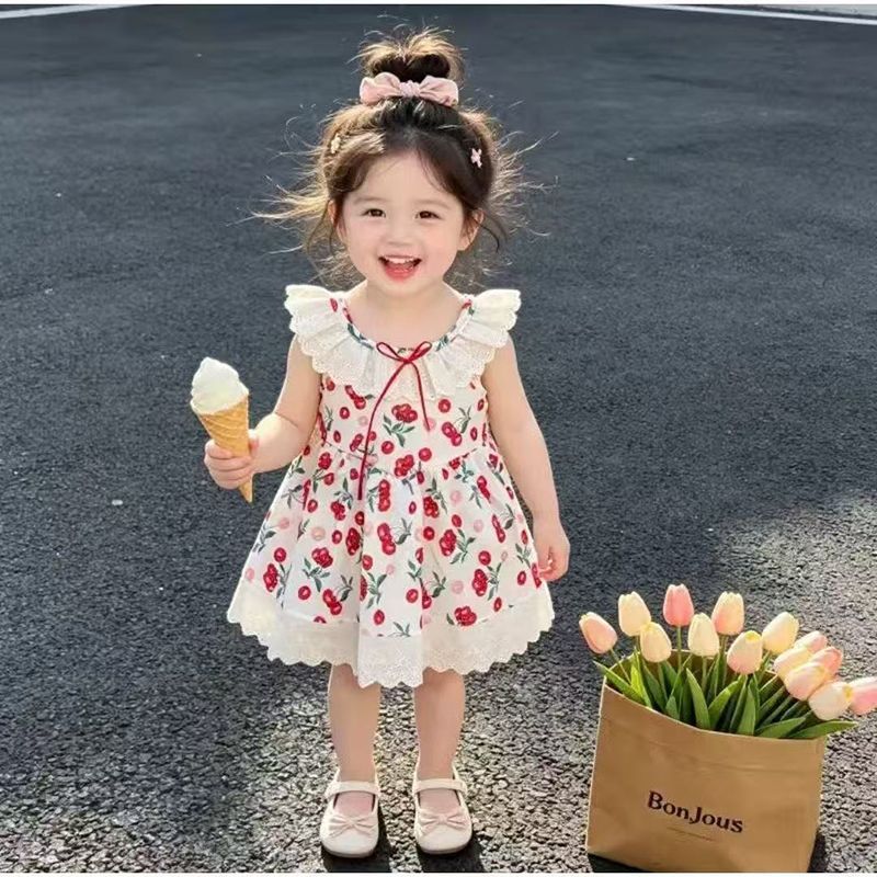 Summer dress little princess summer outfit baby girl thin outerwear sweet cute dopamine summer clothes