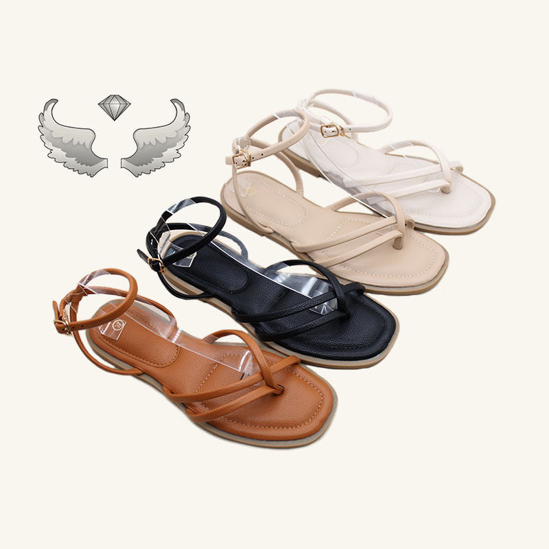 Cape Verde Foreign Trade Women's Craft Shoes Square Toe Sandals Flat Roman Sandals Fashion Sandals