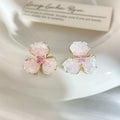 Super sweet pink crystal flower earrings - women's spring fashion studs, 2026 new trendy, unique & elegant earrings