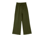 women's cross-border loose solid color drawstring casual pants - european and american style, versatile textured high-waisted wide leg trousers for work and leisure