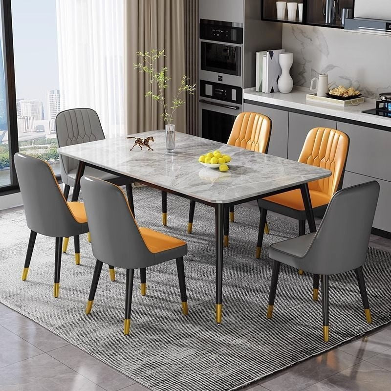 Slate dining table - modern minimalist luxury design for small spaces - rectangular dining table and chair set for home, living room