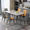Slate dining table - modern minimalist luxury design for small spaces - rectangular dining table and chair set for home, living room