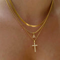 European and american cross-border cross pendant snake bone chain stacking wear necklace set personalized minimalist ins necklace jewelry