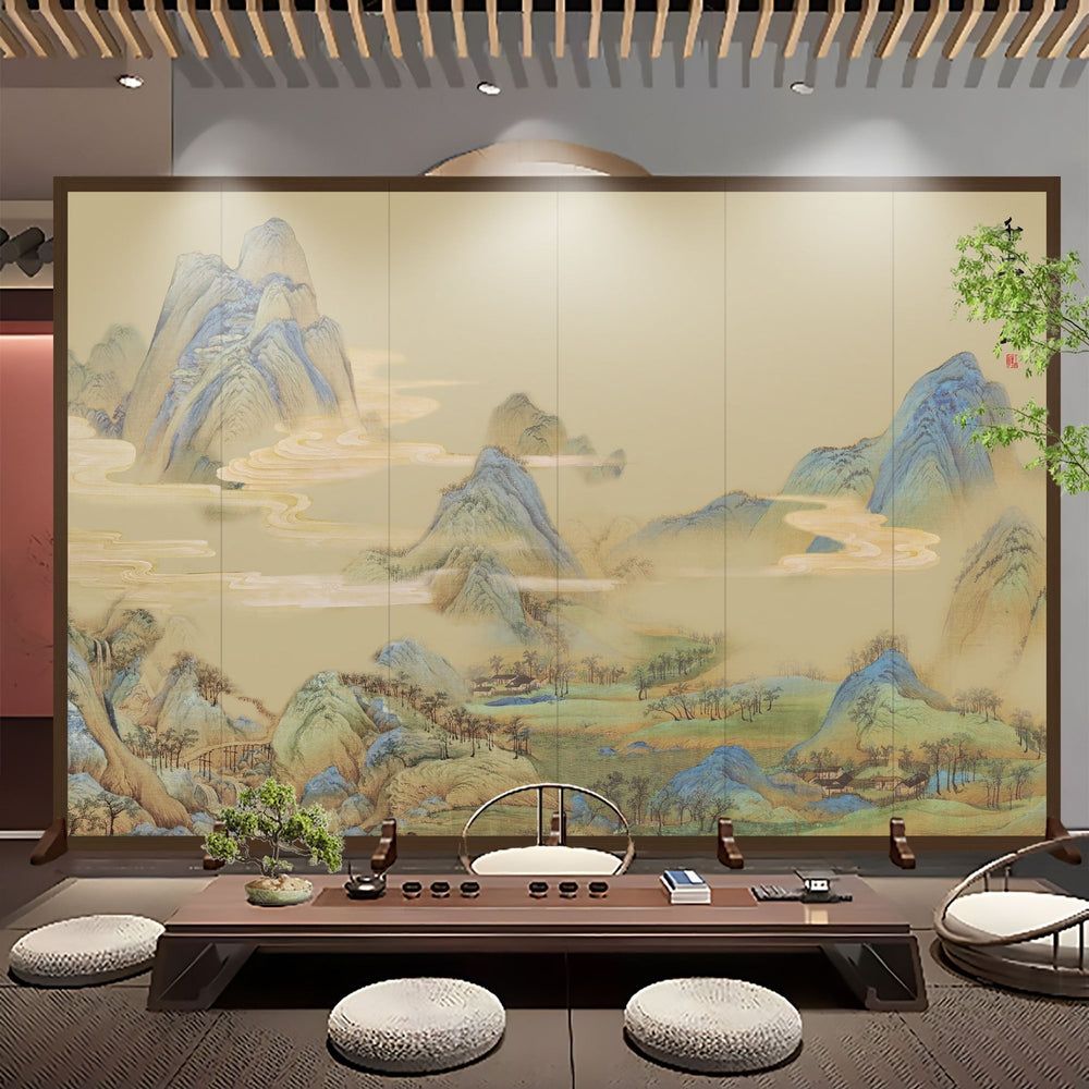 Screen partition landscape ink simple foldablemovable entrance facing the door living room baffle partition screen