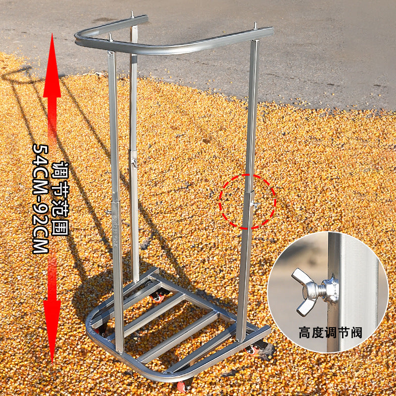 New grain bagging artifact Agricultural woven bag support bag device Corn packing pocket bracket with wheels manufacturer
