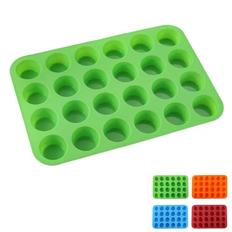 Silicone mini 24-cavity cake mold, perforated round muffin cup baking pan, diy jelly making baking tool