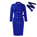 D438  independent station new elegantwork clothingol suit collar pure color double breasted large size african dress