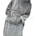 new product fall and winter flannel pullover lazy clothes tv blanket hooded double flap pocket pantsheattech nightgown home clothes