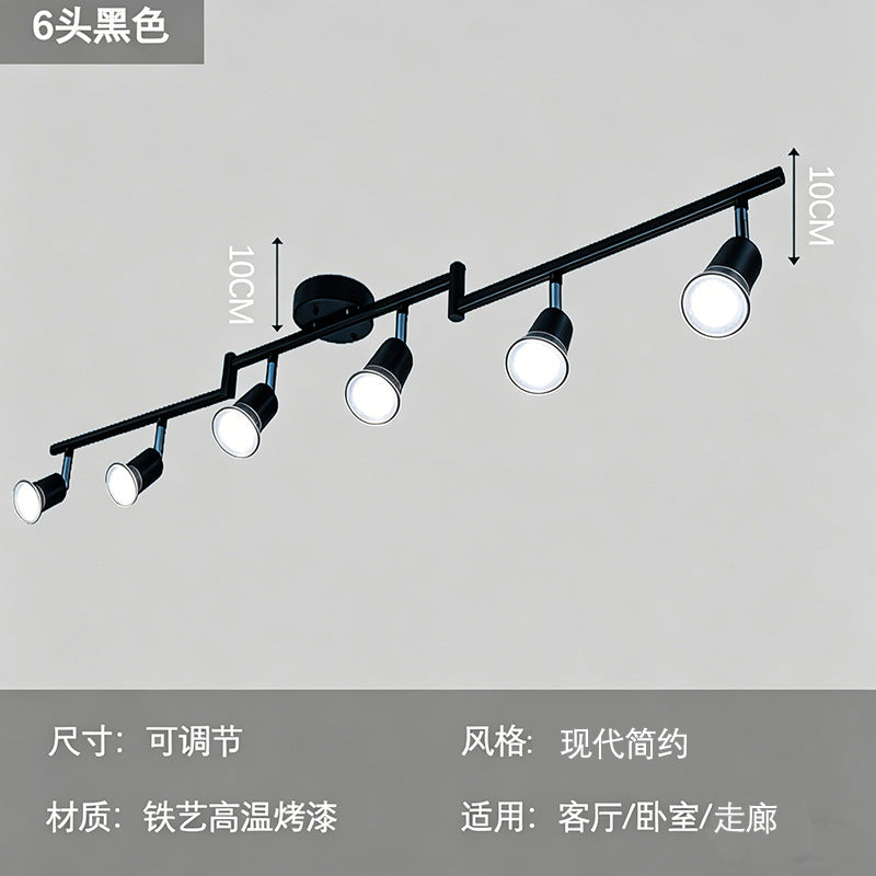 Modern minimalist chrome surface-mounted track lighting fixture for living room, bedroom, hallway, iron ceiling, shop, commercial background wall