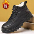 2025 winter men's high-top fleece-lined warm leather shoes, black korean style martin boots, thickened casual cotton shoes, dad shoes