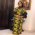 African women's lace robe - cross-border supply, elegant commute style, embroidered cake sleeves, loose fit maxi dress