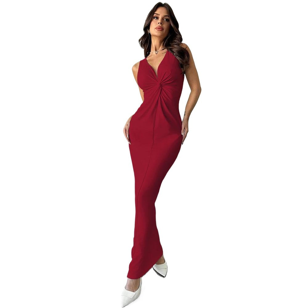 summer  fashion sexy deep v sleeveless backless evening gown fashion dress for women (us/eu)