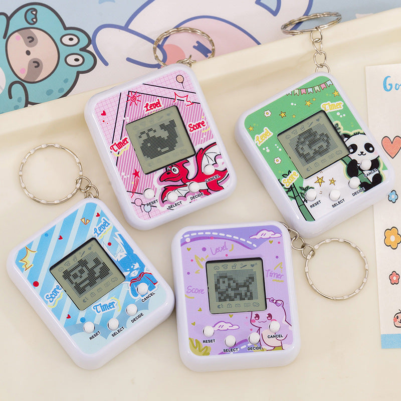 handheld virtual digital pet game console keychain pendant kids mini interactive development toy