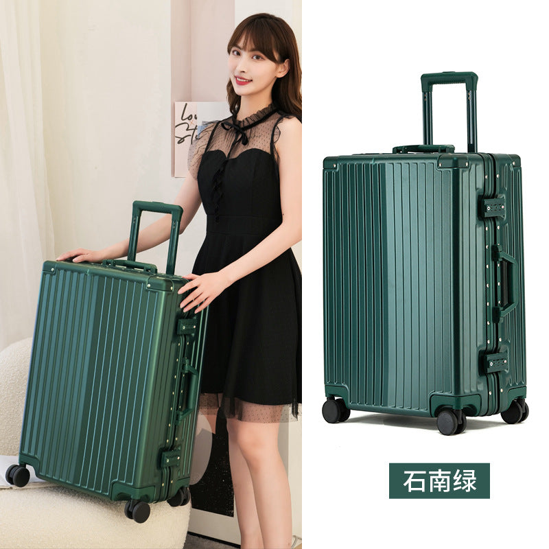 New high-value suitcase female trolley case aluminum frame universal wheel suitcase male student password case 24 leather cases