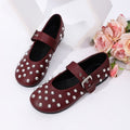 plus sizenew arrivalstudded ballet flats shoes women's retro one-piece buckle strap flats mary jane shoes wholesale