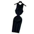 K-style sleeveless knitting silmdress women's summerretro silmslimming look a-line skirt work clothingeasiest for match vest skirt