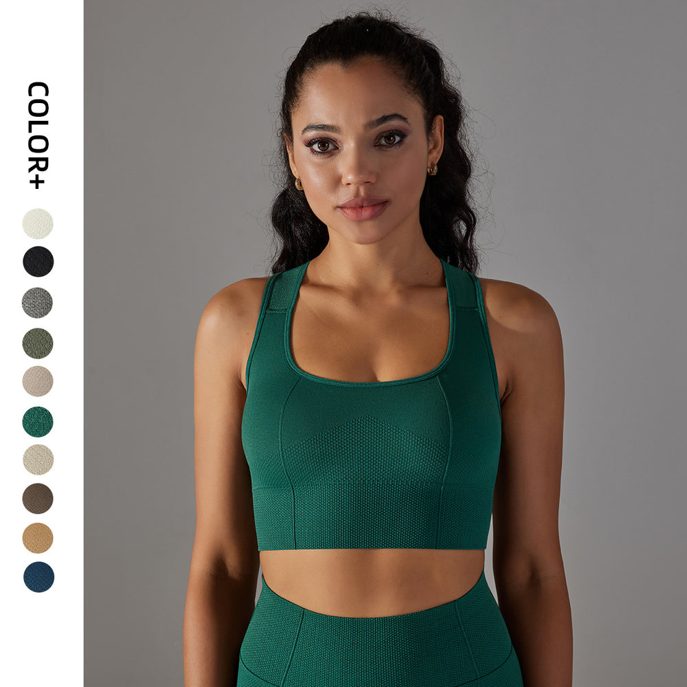 new arrival seamless quick-drying yoga clothes sexy back bubble wrap push-up sports bra running fitness vest for women