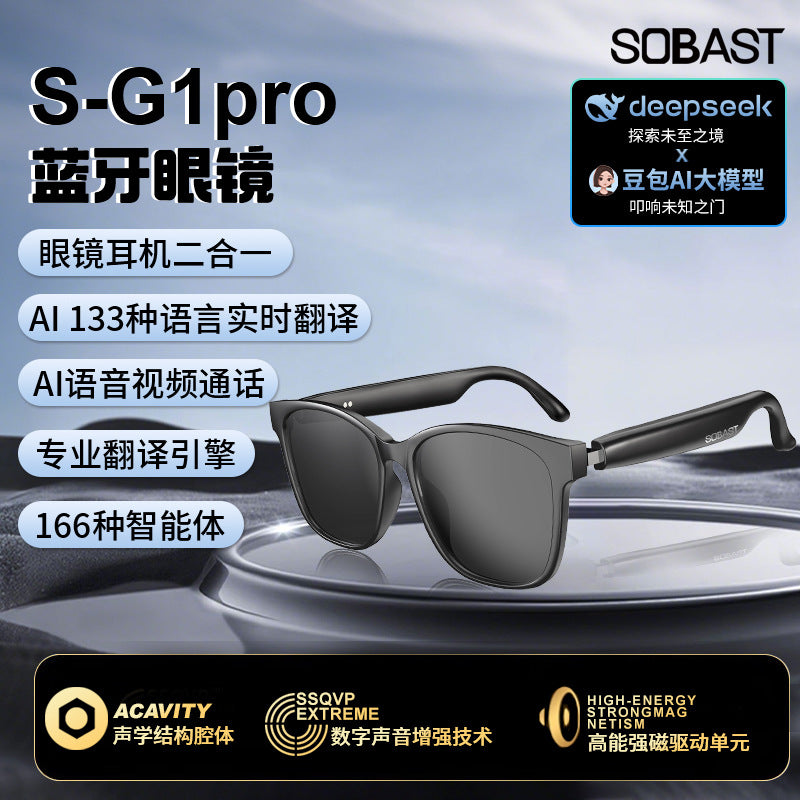 Sobast sg2pro bluetooth glasses headset 2-in-1 ai smart translator simultaneous interpretation translator