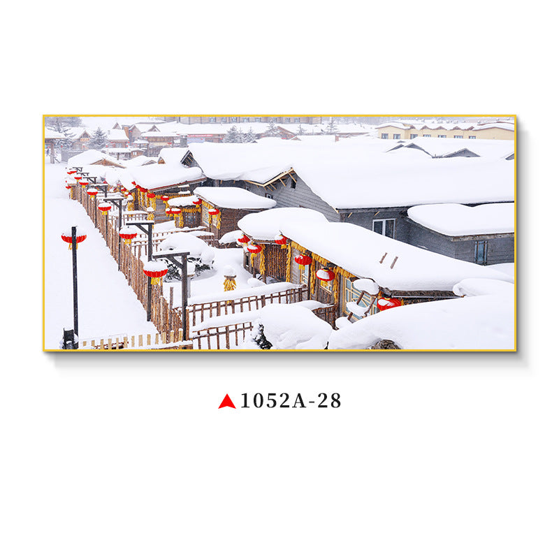 Northeast snow landscape decorative painting rural folk landscape wall painting iron pot stew restaurant farmyard light box hotel hanging painting