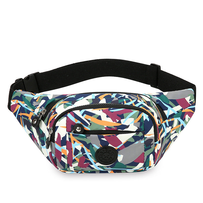 Cross-border new women's fanny pack, colorful printing, large-capacity casual messenger breast bag, light mobile phone bag, cashier wallet
