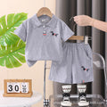 Kids' polo shirt and shorts set - new cotton collection with puppy logo - boys' solid color outfit - wholesale direct from factory