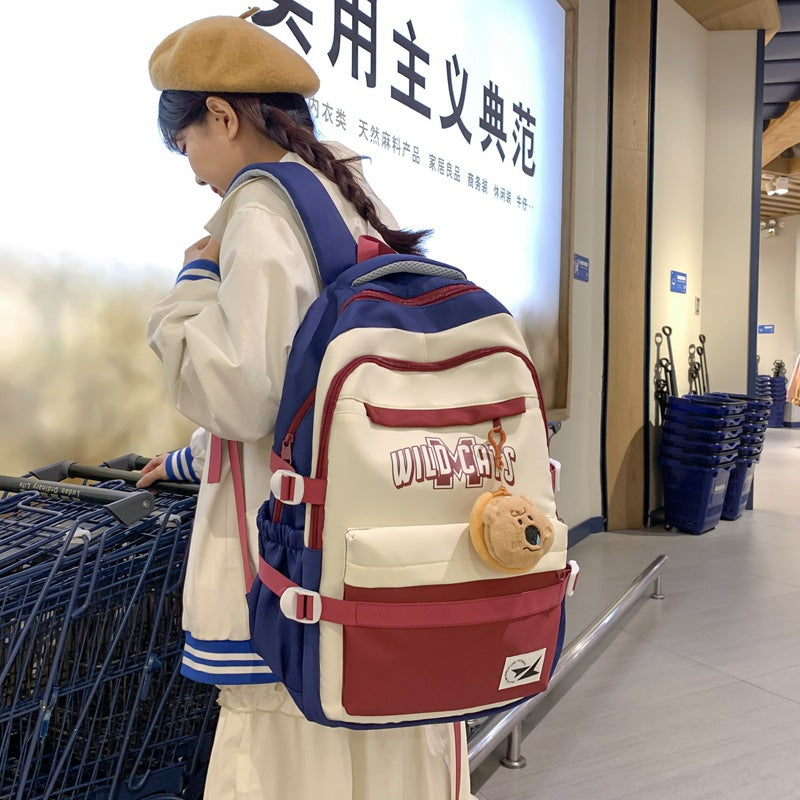 School bag, male college student, Korean version, junior high school student, high school, large-capacity burden reduction backpack, female middle school student, casual backpack.