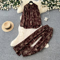 Light mature style leaf embroidercardiganloose pantstwo-piece set for women autumslimming lookeasiest for matchwork clothing stylesuit