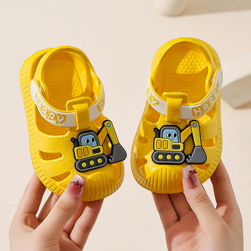 Eva kids' sandals - summer cartoon excavator design for baby boys and girls - cute, soft sole, non-slip, perfect for first walkers and toddlers